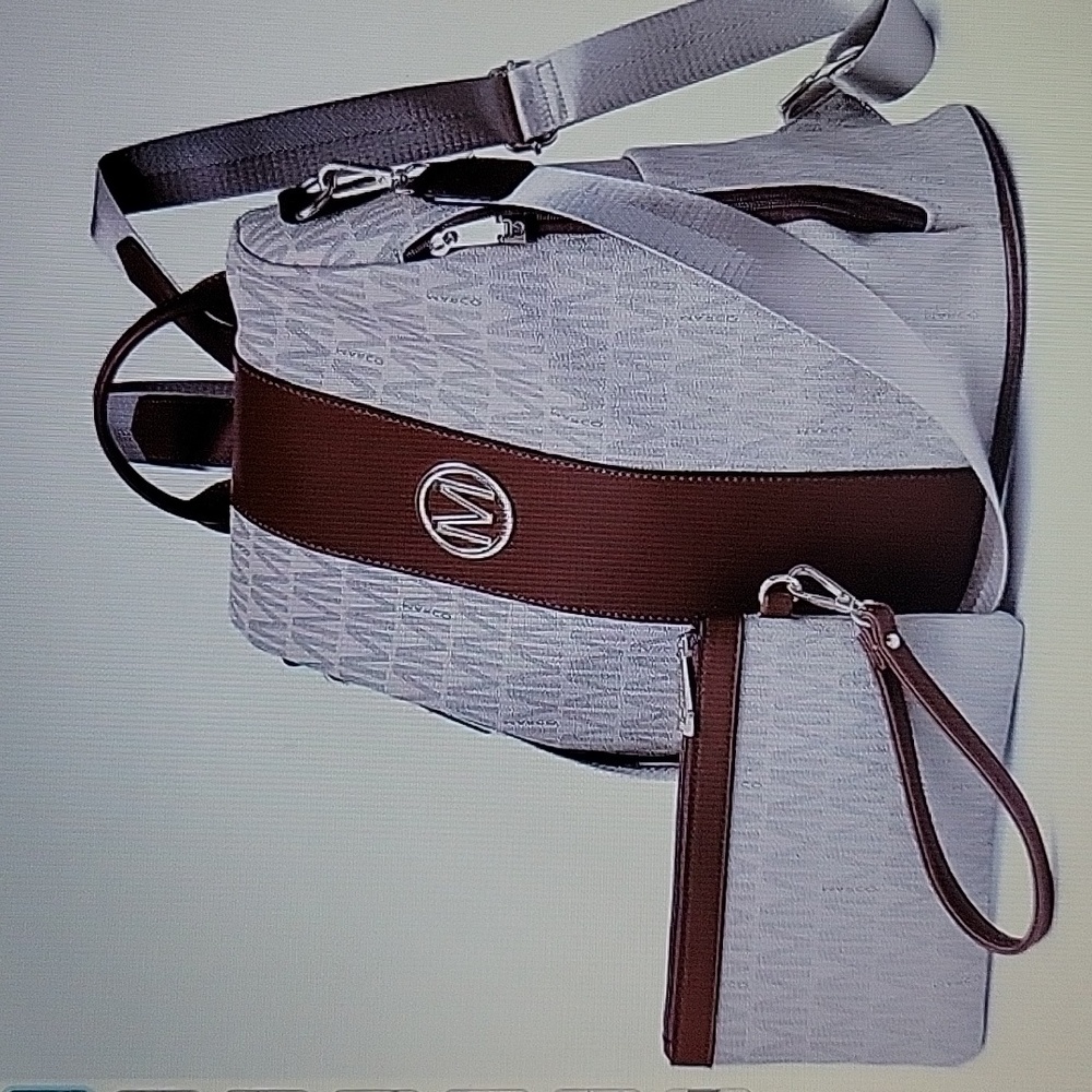 MKP COLLECTION backpack purse multi pocket anti theft 2 piece set beige …NEW